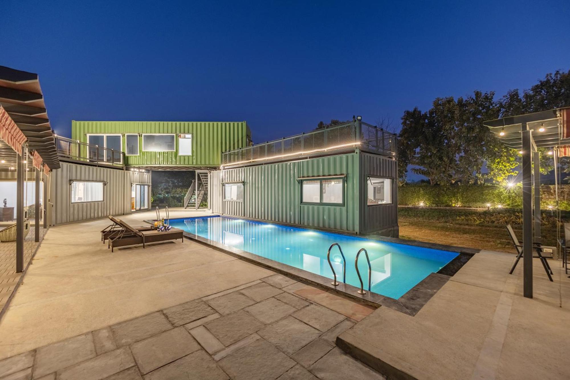 Elivaas Hidden Oasis 4Bhk With Pool, Mud House & Container House Villa Dhauj Buitenkant foto