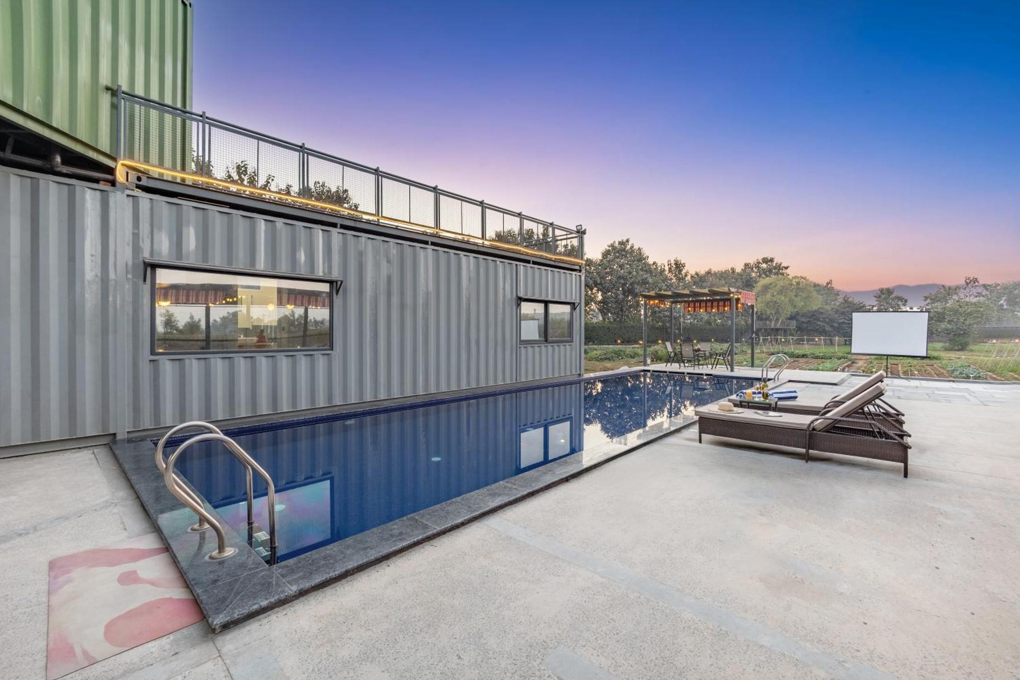 Elivaas Hidden Oasis 4Bhk With Pool, Mud House & Container House Villa Dhauj Buitenkant foto