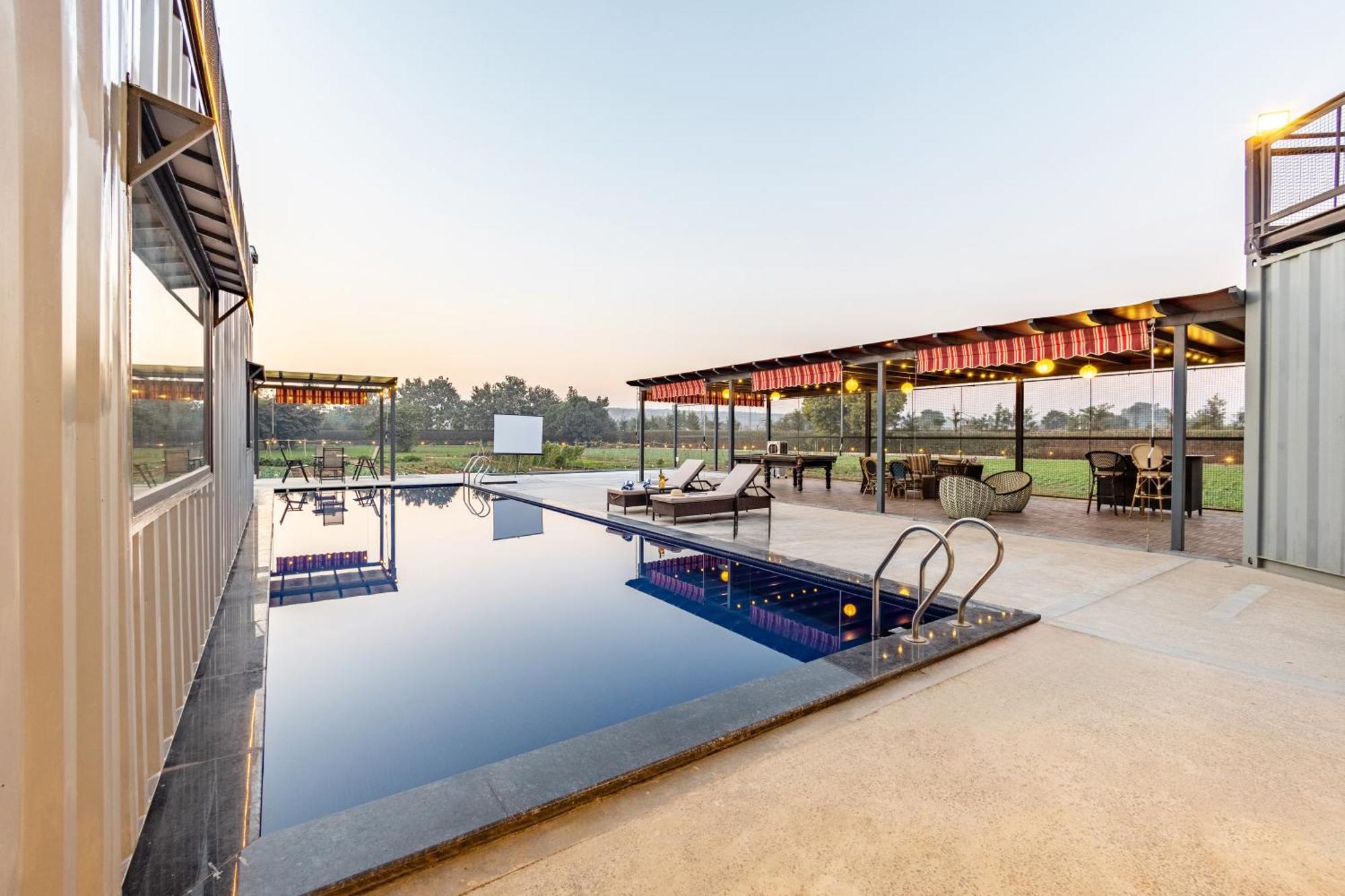 Elivaas Hidden Oasis 4Bhk With Pool, Mud House & Container House Villa Dhauj Buitenkant foto