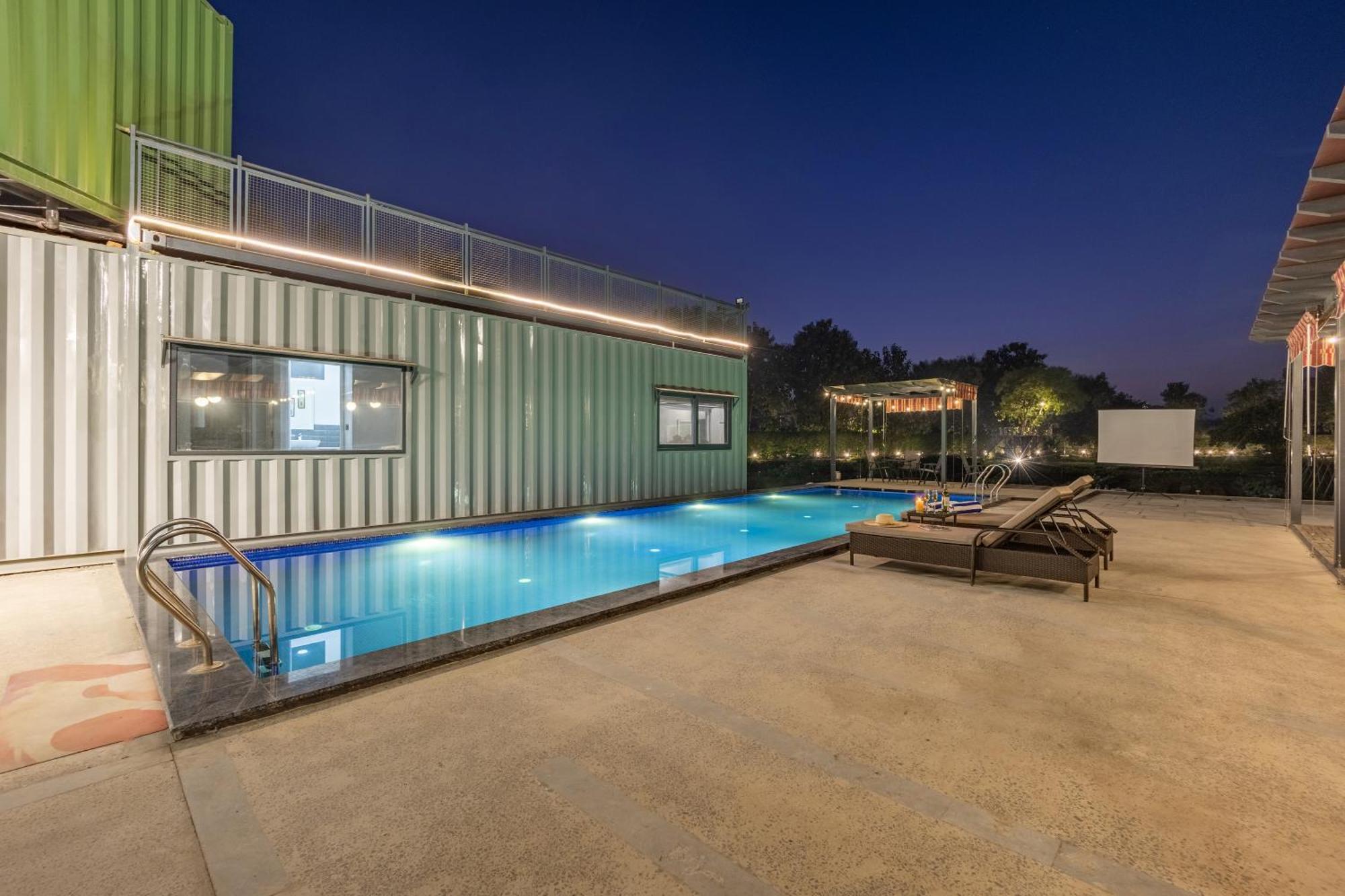 Elivaas Hidden Oasis 4Bhk With Pool, Mud House & Container House Villa Dhauj Buitenkant foto